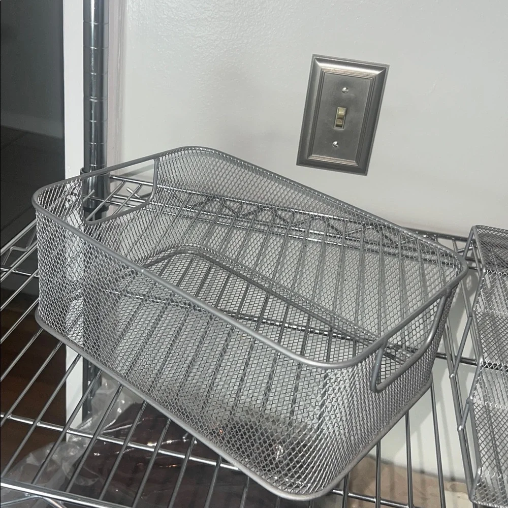 Silver Metal Wire Storage Baskets - Picture 5 of 9